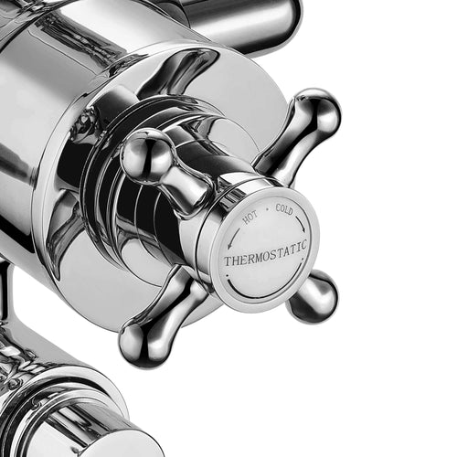 Buy Downton traditional triple thermostatic shower valve two outlet - chrome & white online UK
