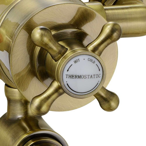 Buy Downton traditional triple thermostatic shower valve two outlet - antique brass online UK