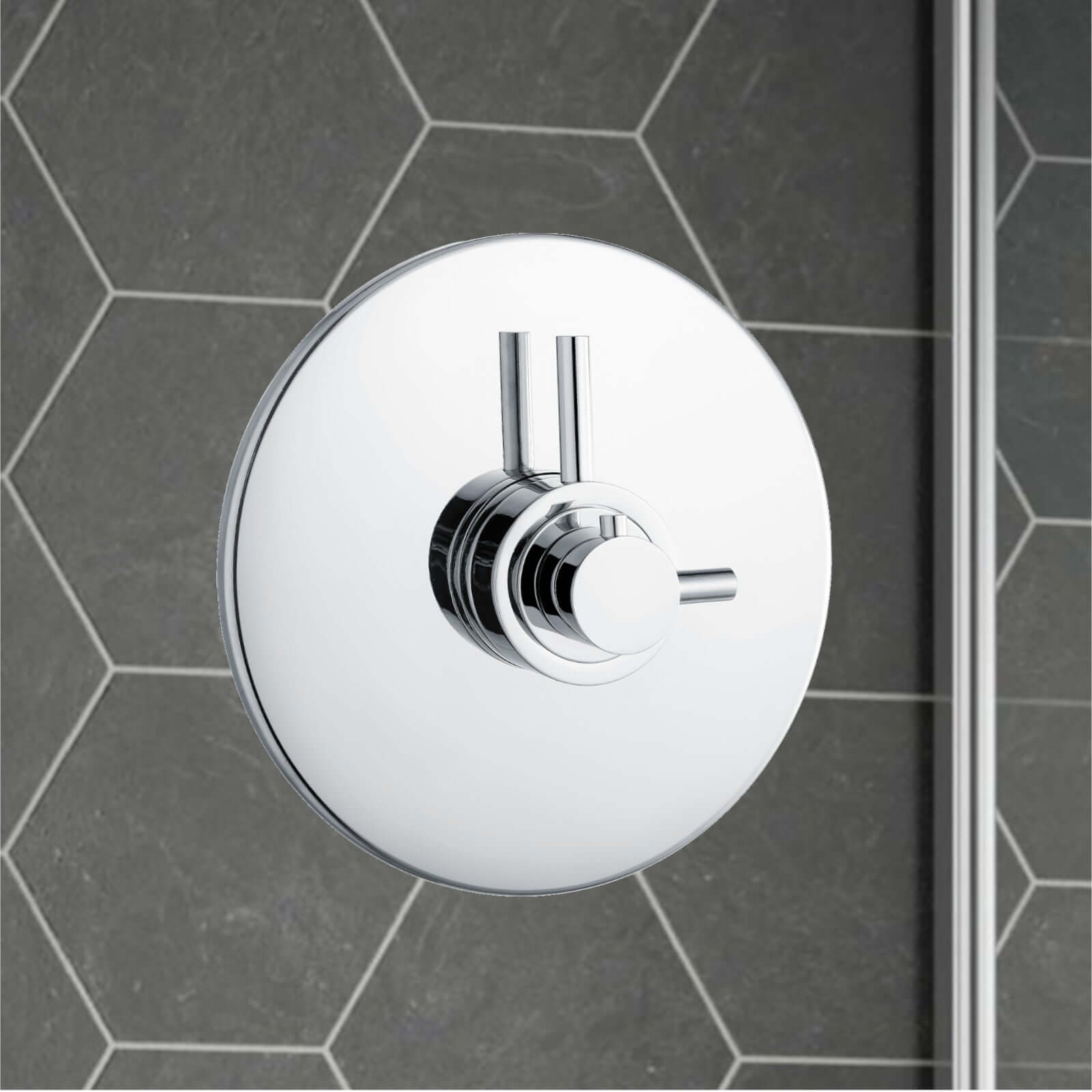 Azure contemporary thermostatic concentric shower valve concealed - chrome - Showers