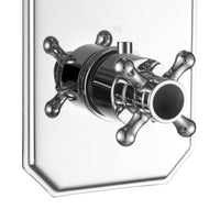 Regent traditional crosshead and black lever concealed thermostatic twin shower valve with 2 outlets - chrome - Showers