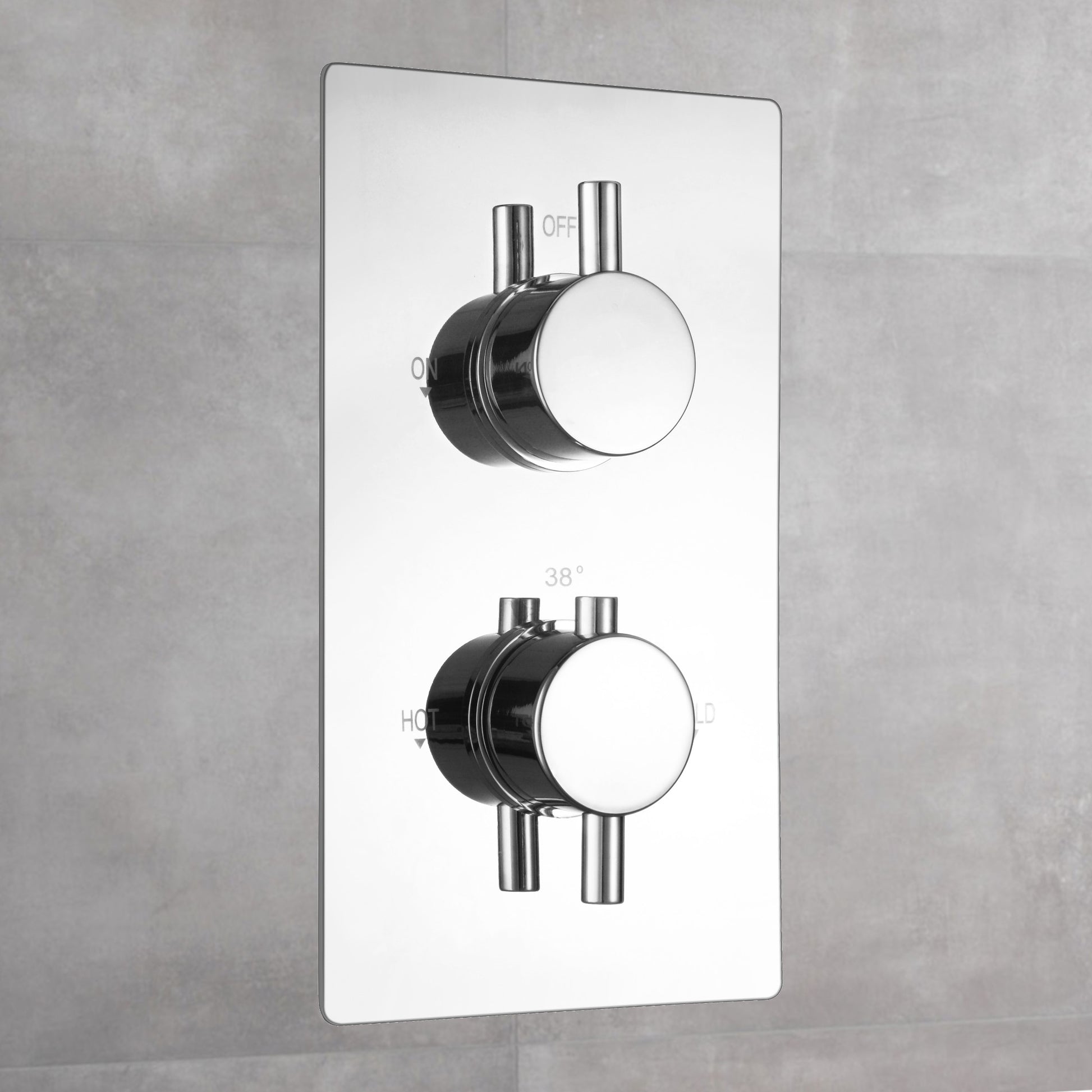 Venice contemporary round concealed thermostatic twin shower valve with 2 outlets - chrome - Showers