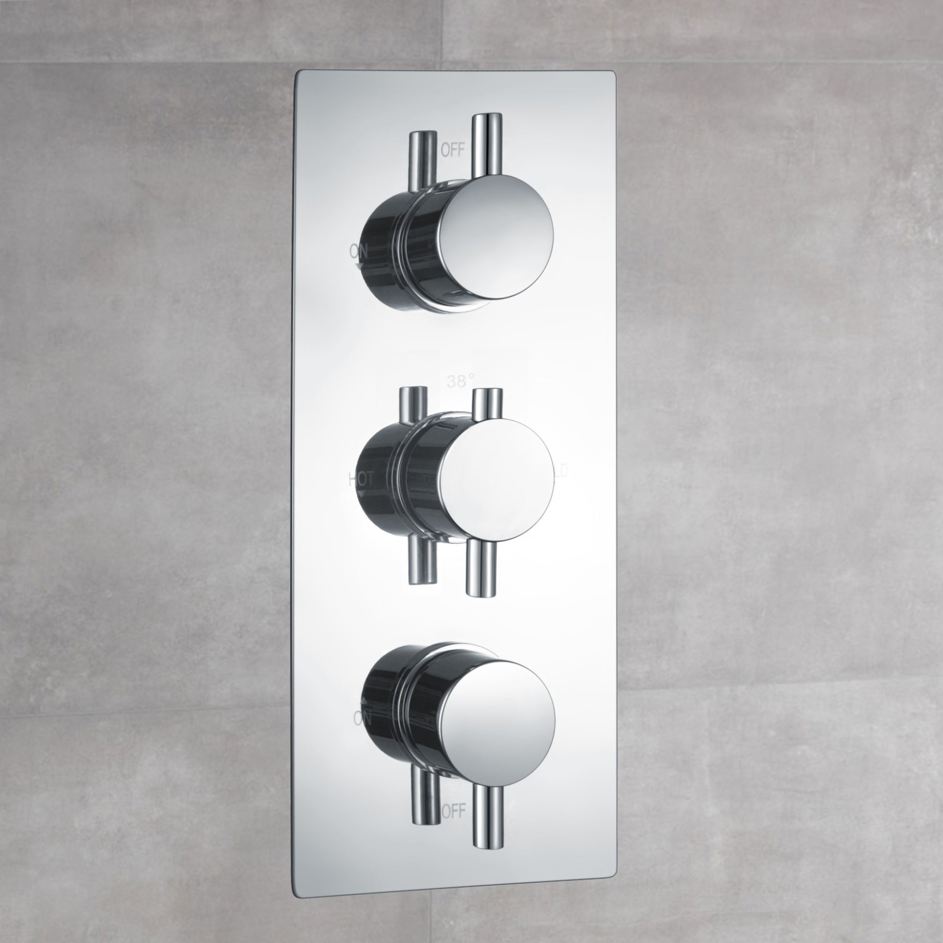 Venice contemporary round concealed thermostatic triple shower valve with 2 outlets - chrome - Showers