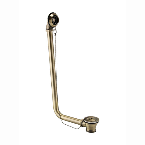 Buy Traditional Exposed Bath Retainer Waste & Ball Chain Plug with Overflow - Antique Brass online UK