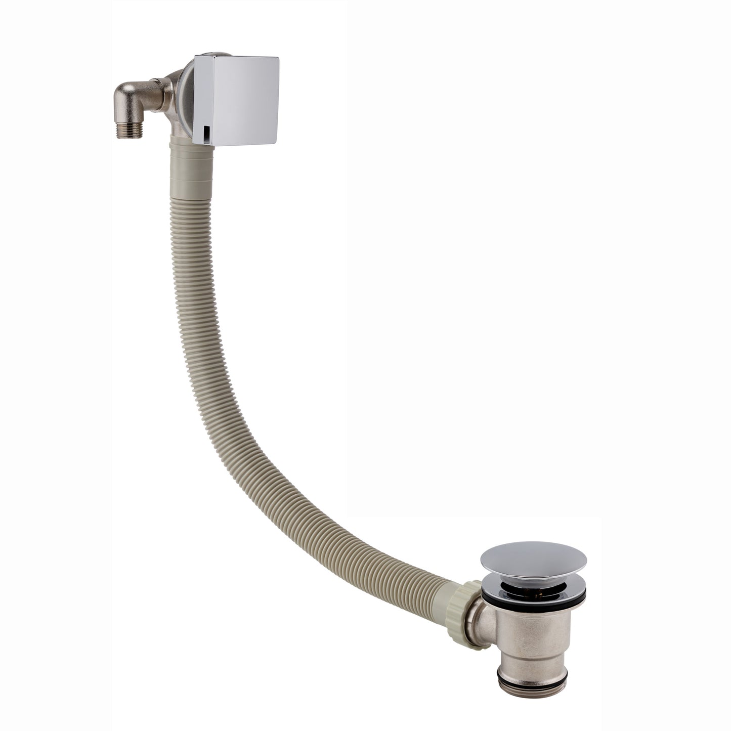 Square freeflow bath filler with overflow and clicker waste - chrome - Taps