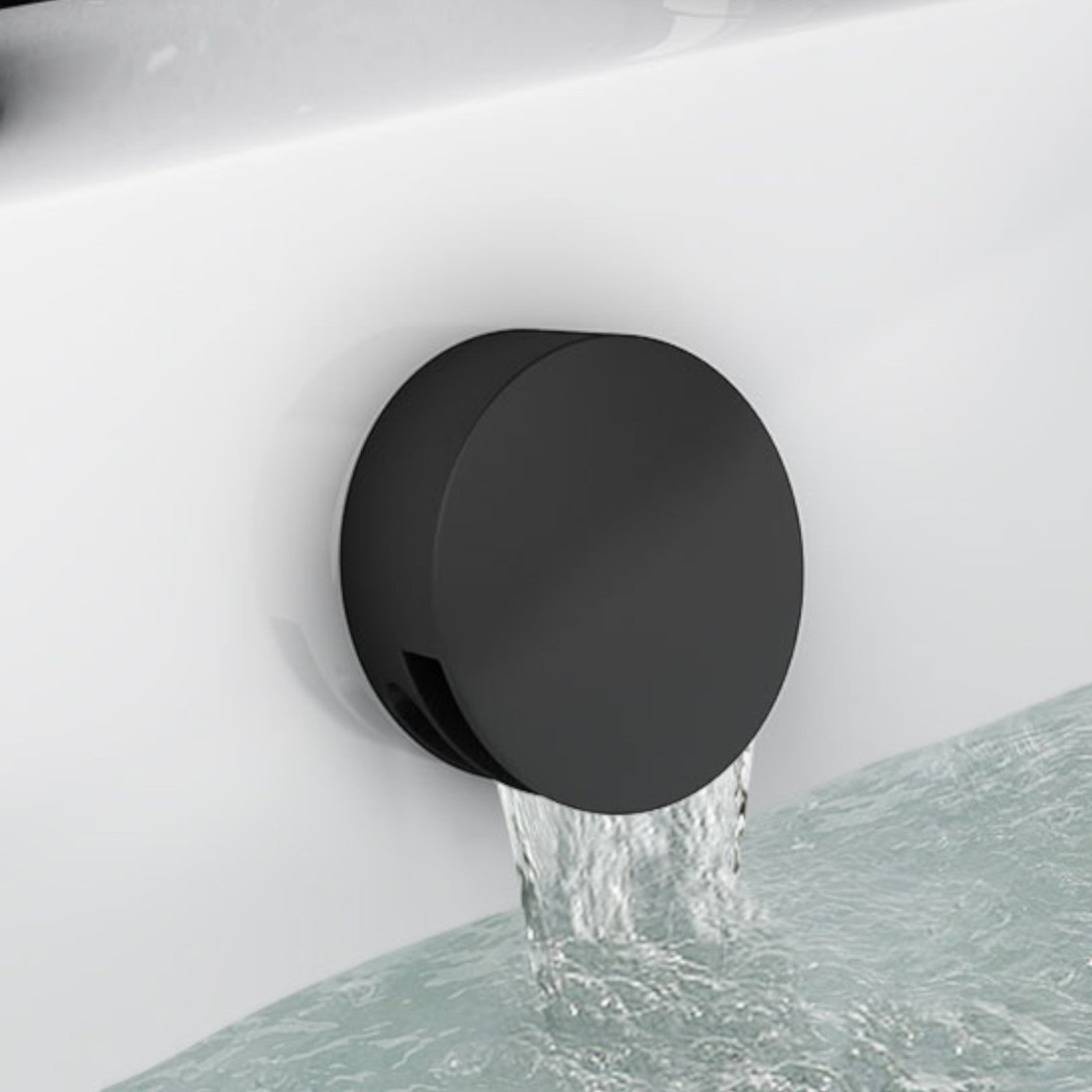 Round Bath Filler with Easy Clean Sprung Waste & Overflow - Matte Black - Taps