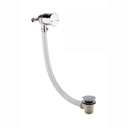 Buy Round temperature control bath mixer filler with overflow and clicker waste - chrome online UK
