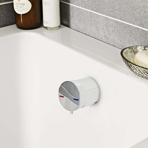 Buy Round temperature control bath mixer filler with overflow and clicker waste - chrome online UK