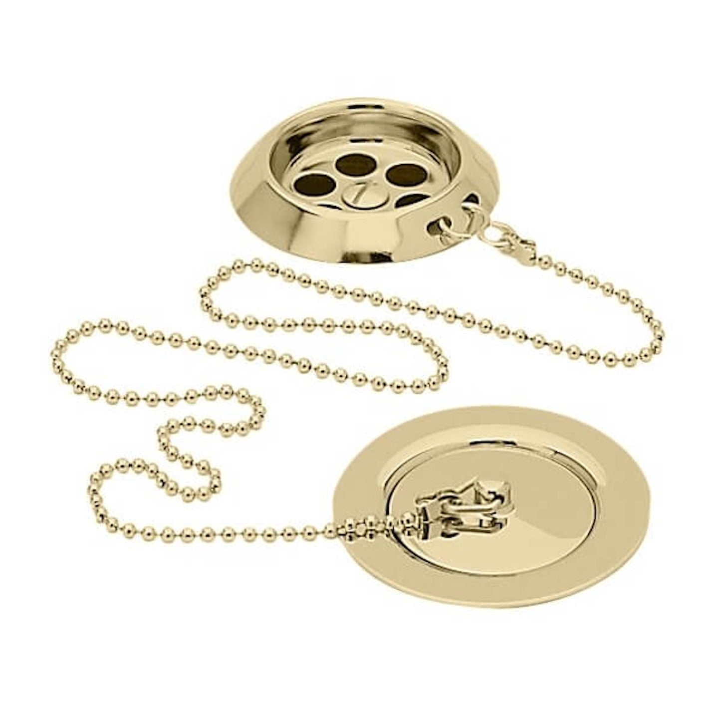 Traditional Exposed Bath Retainer Waste & Ball Chain Plug with Overflow - English Gold