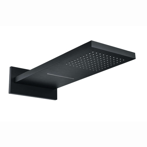 Buy Rectangular dual fixed shower head (waterfall + rainfall) 575 x 230mm - black online UK