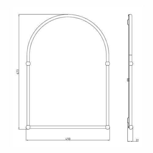 Buy Elizabeth traditional brass framed decorative arched mirror - chrome online UK